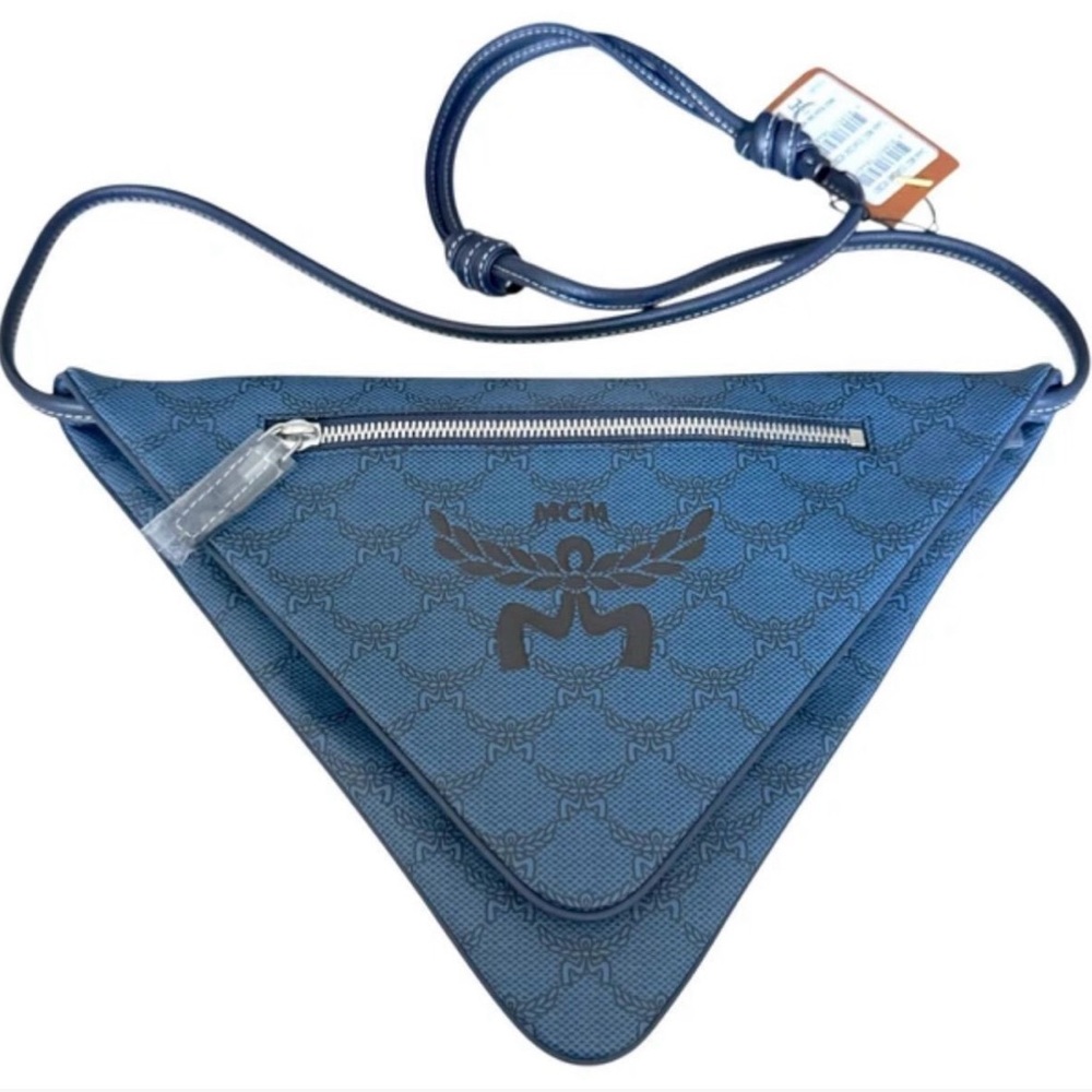 MCM Navy Triangle Belt Bag
